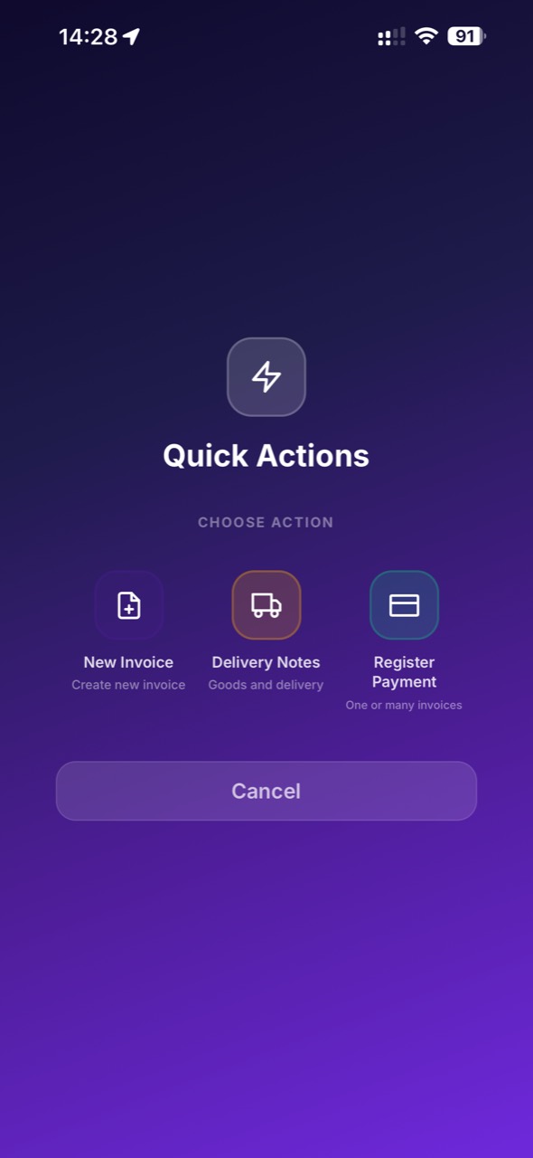 Quick invoicing and payment actions in Clientlly
